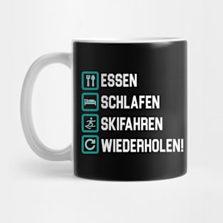 Essen Schlafen Skifahren Wiederholen - Skifahrer Mug